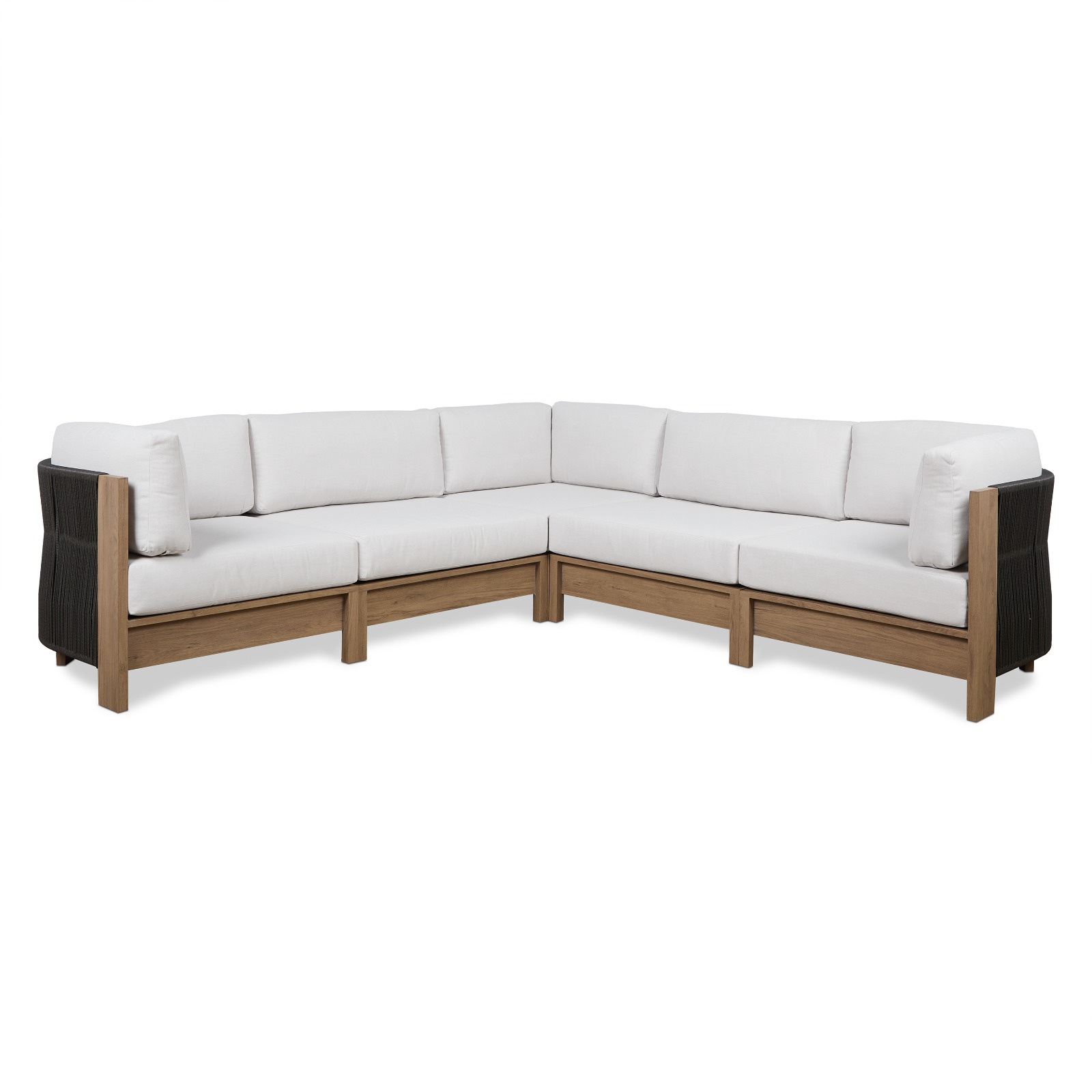 Stratton Outdoor Sectional Couch With Woven Cord and Coated Metal Frame to Look Like Wood by Real Flame