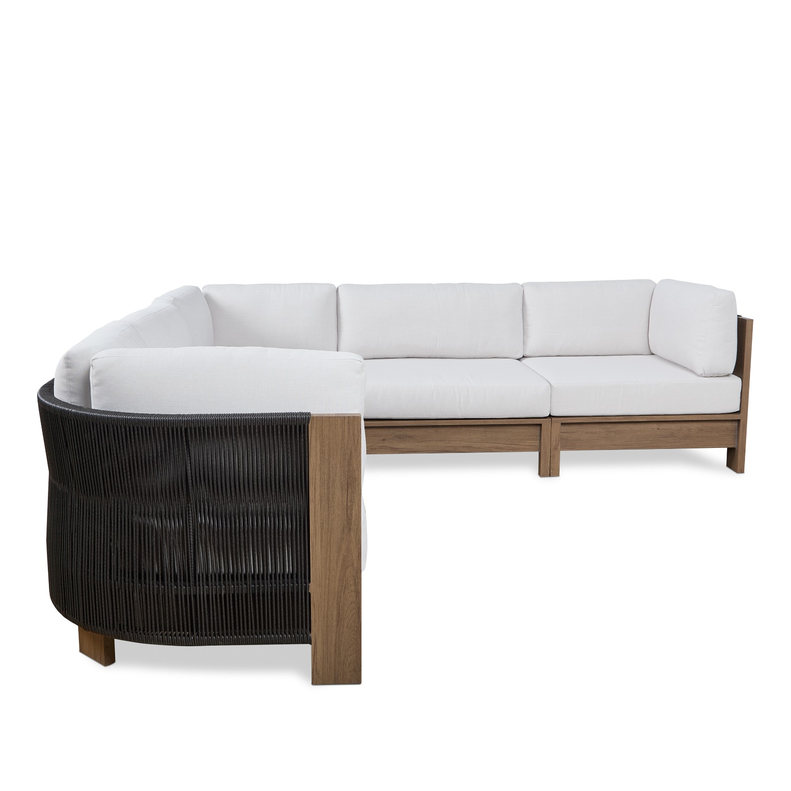 Stratton Outdoor Sectional Couch With Woven Cord and Coated Metal Frame to Look Like Wood by Real Flame