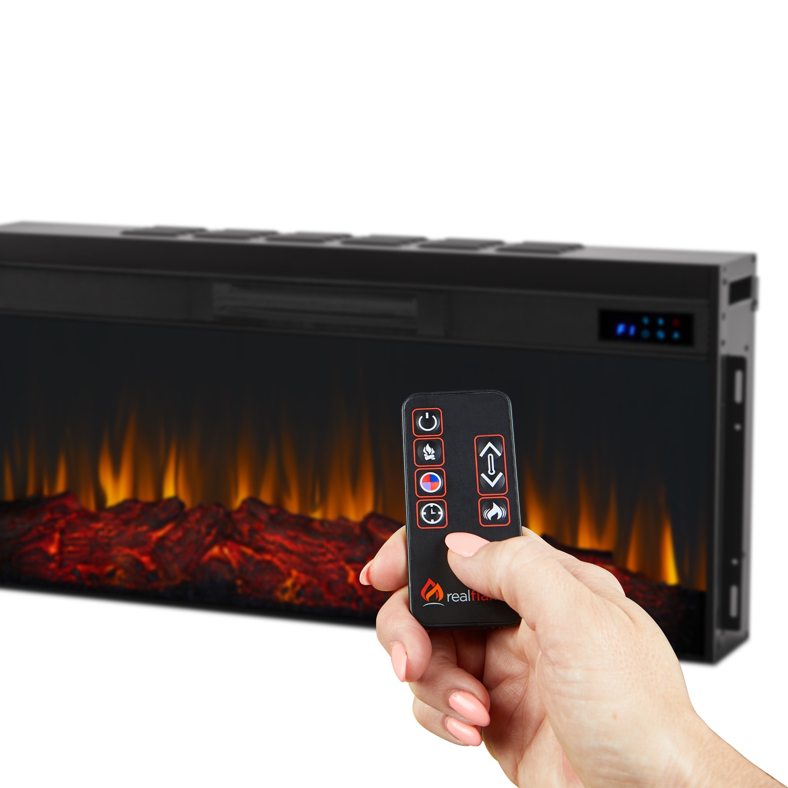 Real Flame VividFlame Landscape Long and Wide Color Changing Firebox Insert Indoor Electric Fireplace Heater for Mantel Portable Fireplace