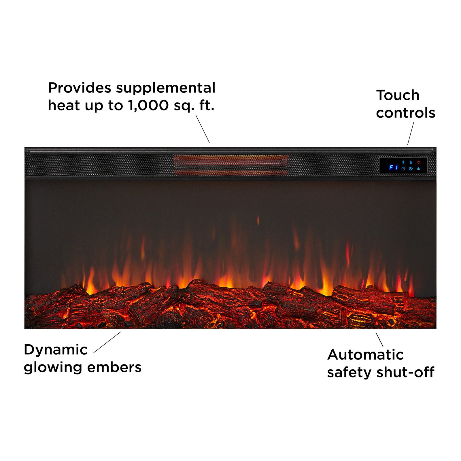 Real Flame VividFlame Landscape Long and Wide Color Changing Firebox Insert Indoor Electric Fireplace Heater for Mantel Portable Fireplace