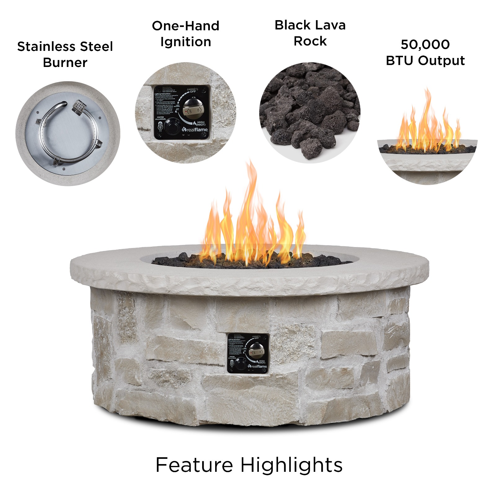 Scottsdale Stone Outdoor Propane Outdoor Fire Pit Table Made of Fake Stone Outdoor Fireplace by Real Flame