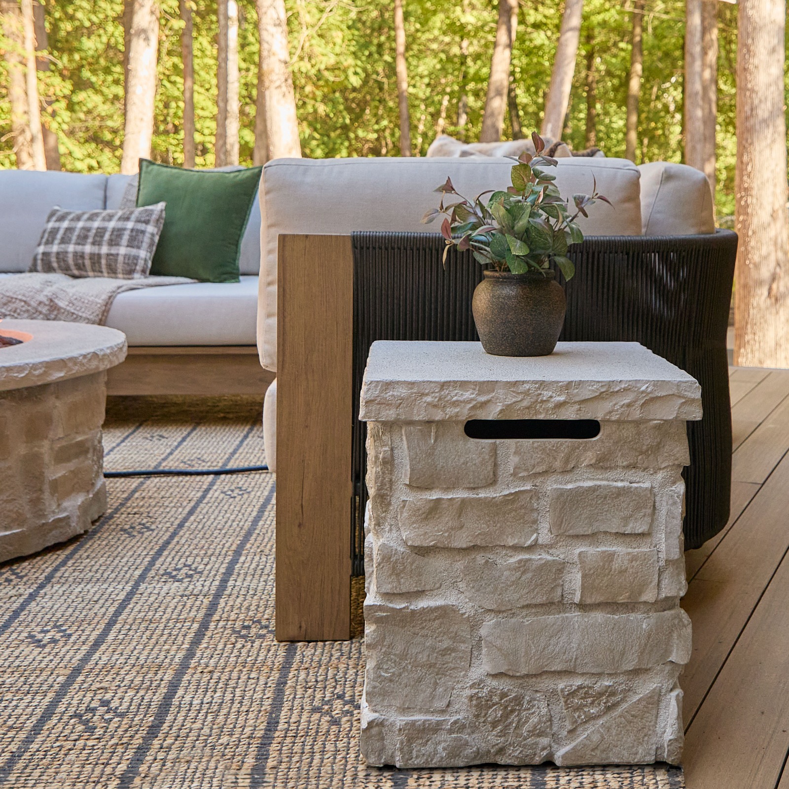 Scottsdale Propane Tank Cover and Side Table for Outdoor Fire Pit by Real Flame