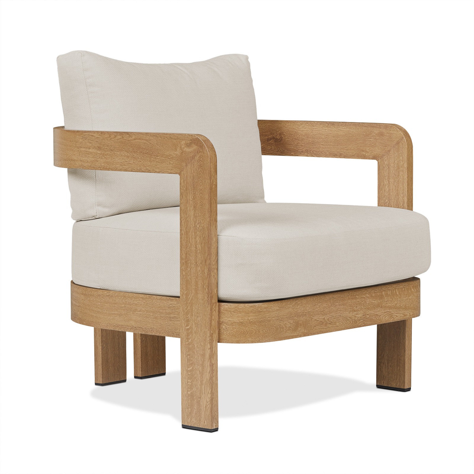 Arlo Outdoor Chair Aluminum With a Weathered Wood Finish With Off White Cushions Patio Furniture by Real Flame