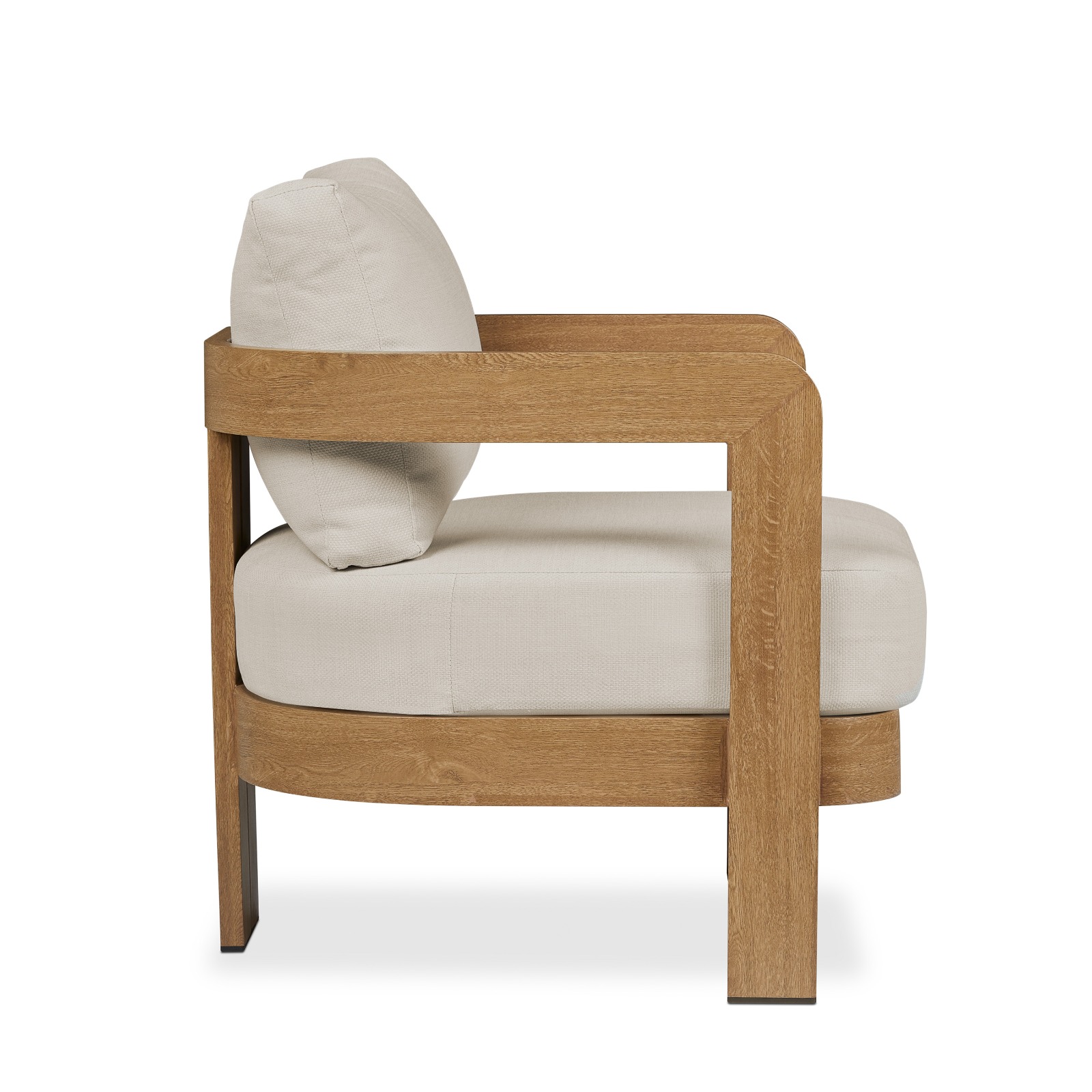 Arlo Outdoor Chair Aluminum With a Weathered Wood Finish With Off White Cushions Patio Furniture by Real Flame