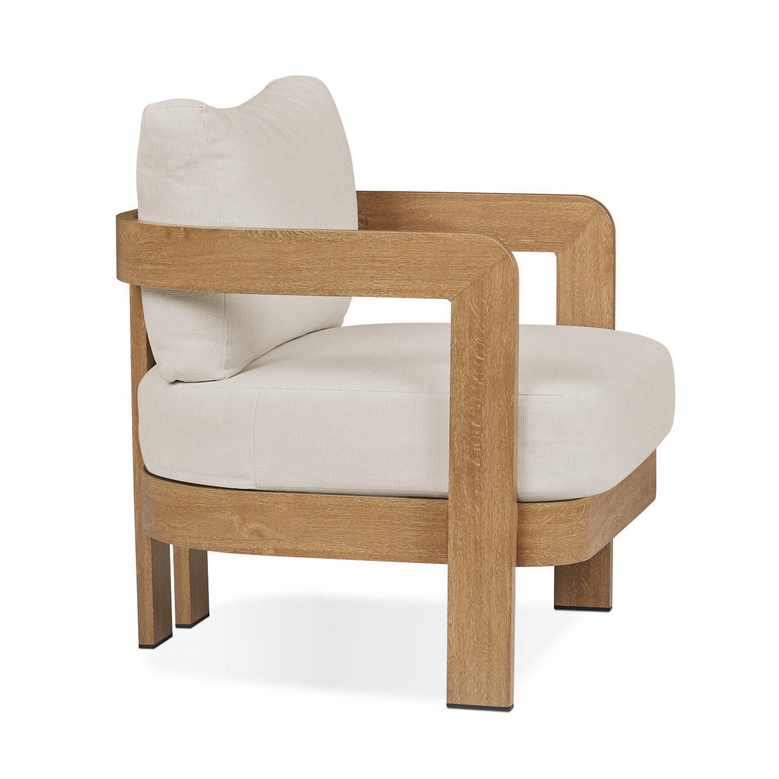 Arlo Outdoor Chair Aluminum With a Weathered Wood Finish With Off White Cushions Patio Furniture by Real Flame