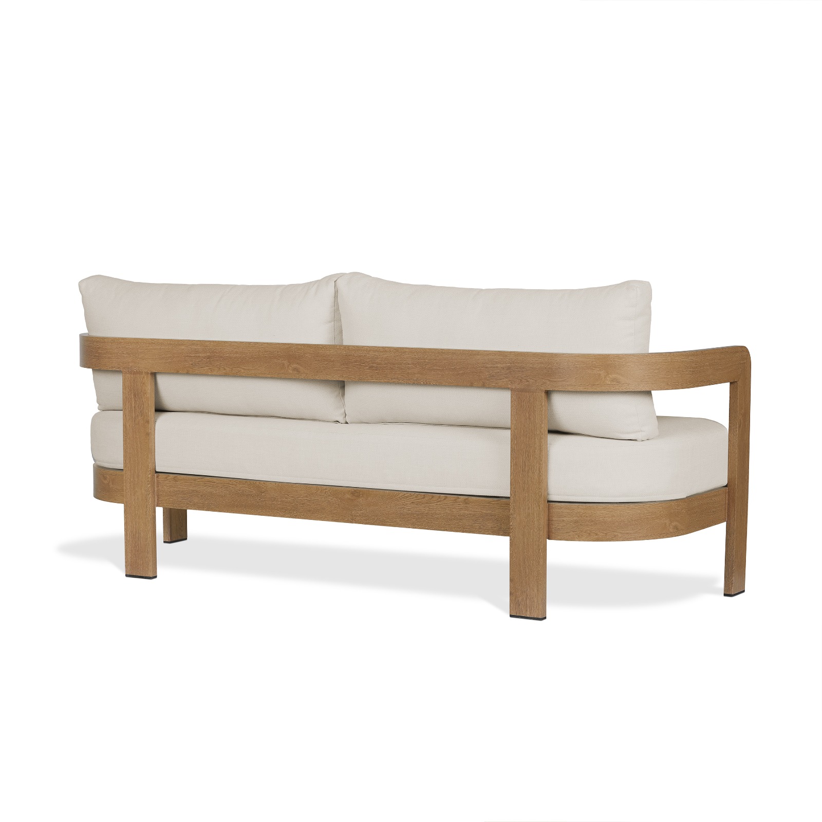 Arlo Outdoor Couch Aluminum With a Weathered Wood Finish With Off White Cushions Patio Furniture by Real Flame