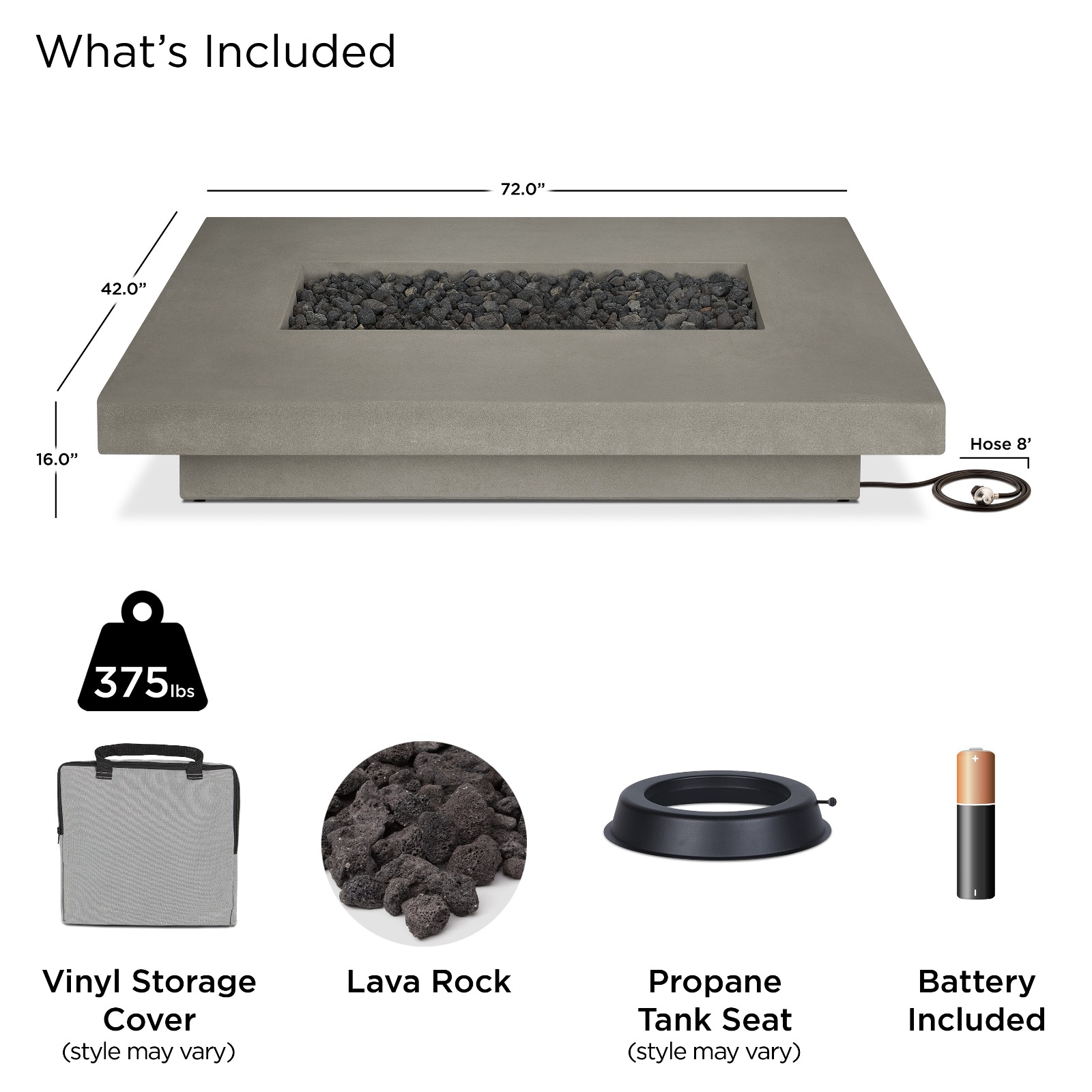 Geneva Low 72" Rectangle GFRC Outdoor Natural Gas or Propane Fire Pit Fireplace Fire Table for Backyard or Patio