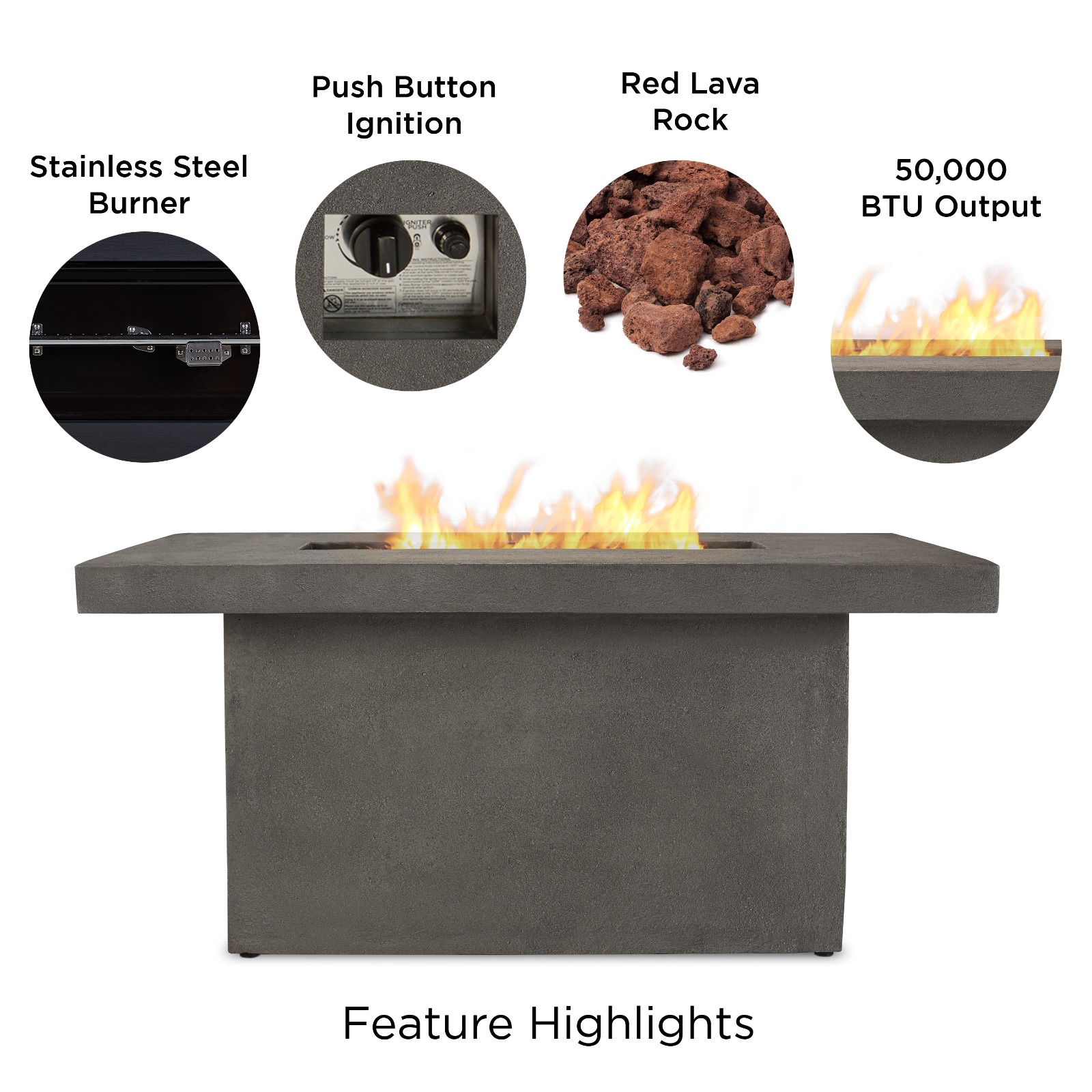 Ventura Outdoor Propane Fire Pit Fireplace Fire Table for Backyard or Patio with Natural Gas Conversion Kit