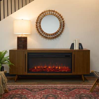 Morris Landscape Long and Wide Indoor Electric Fireplace With TV Stand Mantel Portable Heater